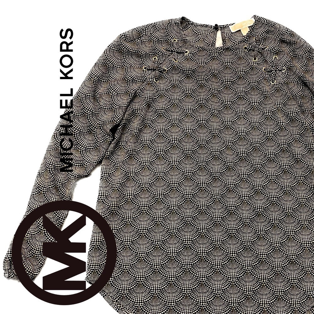 MICHAEL Kors Scallop Print Long Sleeve Blouse